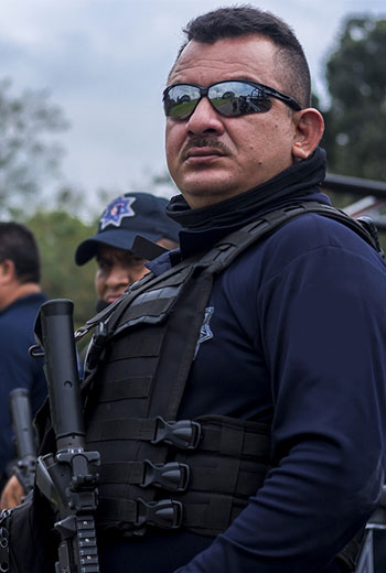 Armed security personnel on duty